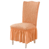 2Pcs Soft Seersucker Fabric Removable Chair Covers with Lace Skirt Orange