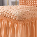 2Pcs Soft Seersucker Fabric Removable Chair Covers with Lace Skirt Orange