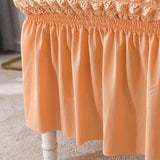 2Pcs Soft Seersucker Fabric Removable Chair Covers with Lace Skirt Orange