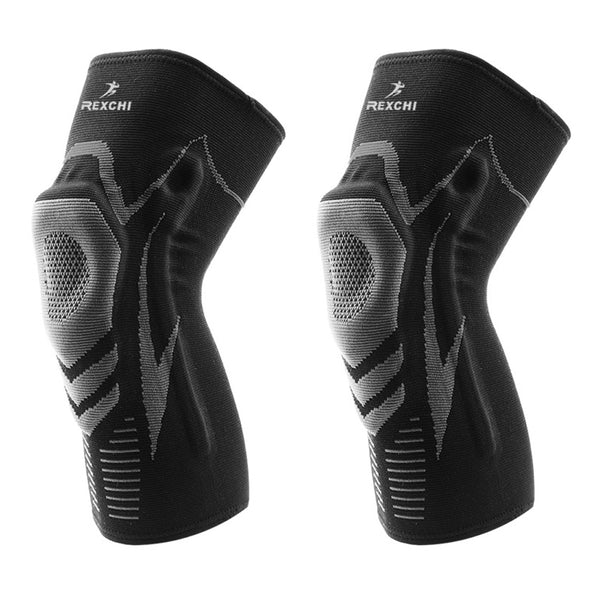 Pair of Knee Brace Knee Compression Sleeve Sports Silicone Knee Support Grey