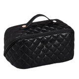 FancyGrab Women Cosmetic Bags Travel Cosmetic Bag For Women PU Leather Skincare Bags Toiletry Bag Black