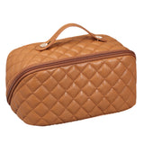 FancyGrab Women Cosmetic Bags Travel Cosmetic Bag For Women PU Leather Skincare Bags Toiletry Bag Brown