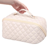 FancyGrab Women Cosmetic Bags Travel Cosmetic Bag For Women PU Leather Skincare Bags Toiletry Bag White