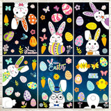 FancyGrab Set of 9 Sheets Double Sided Printed Easter Window Cling Stickers Easter Bunny Decal Home Decor Style 1