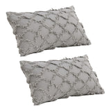 FancyGrab 2Pcs Cotton Linen Pillowcase Cushion Covers Sofa Throw Pillow Cases Grey