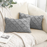 FancyGrab 2Pcs Cotton Linen Pillowcase Cushion Covers Sofa Throw Pillow Cases Grey