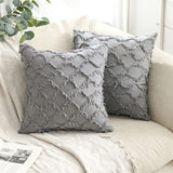 FancyGrab 2Pcs Cotton Linen Pillowcase Cushion Covers Sofa Throw Pillow Cases Grey