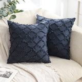 FancyGrab 2Pcs Cotton Linen Pillowcase Cushion Covers Sofa Throw Pillow Cases Navy Blue
