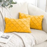 FancyGrab 2Pcs Cotton Linen Pillowcase Cushion Covers Sofa Throw Pillow Cases Yellow