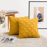 FancyGrab 2Pcs Cotton Linen Pillowcase Cushion Covers Sofa Throw Pillow Cases Yellow