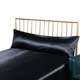 FancyGrab Envelope Pillow Cover Silky Satin Pillow Case Long Pillowcase Black