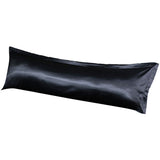FancyGrab Envelope Pillow Cover Silky Satin Pillow Case Long Pillowcase Black