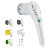 FancyGrab 5 in 1 Handheld Electric Cleaning Brush USB Rechargeable Electric Dishwashing Brush Shower Scrubber Cleaning Tool Kit