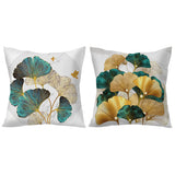 2Pcs Pillow Cover Farhouse Ginkgo Leaf Plant Leaves Pillow Cushion Cover Style 2