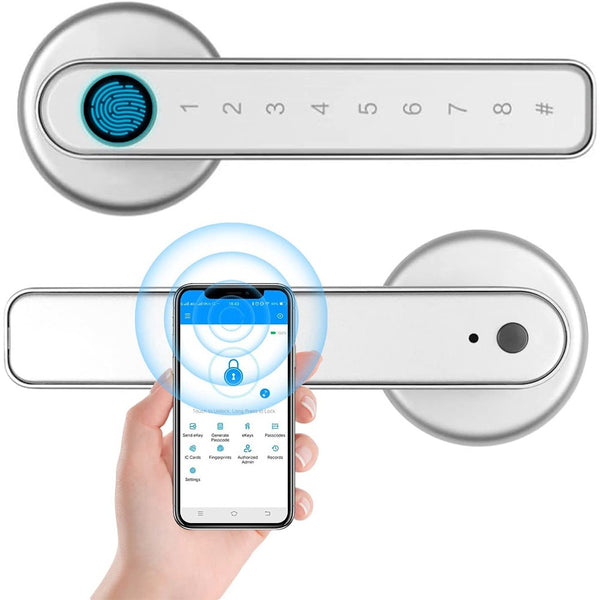 FancyGrab Indoor Fingerprint Lock Smart Fingerprint Door Lock Digital Password Door Lock Sliver