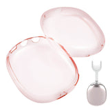 FancyGrab 2pcs Headphone Clear Case Shockproof Full Cover Protector for Apple AirPods Max Pink