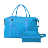 FancyGrab 2Pcs Travel Duffel Bag and Makeup Bag Set Weekender Bag Fitness Gym Bag with Wet Pocket Blue