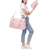FancyGrab 2Pcs Travel Duffel Bag and Makeup Bag Set Weekender Bag Fitness Gym Bag with Wet Pocket Pink