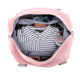 FancyGrab 2Pcs Travel Duffel Bag and Makeup Bag Set Weekender Bag Fitness Gym Bag with Wet Pocket Pink