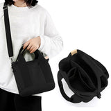 Women's Multi-pocket Tote Bag Zipper Crossbody Canvas Bags Handbag Satchel Small Bag Black