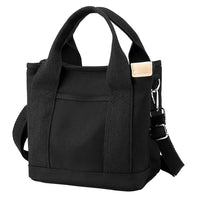 Women's Multi-pocket Tote Bag Zipper Crossbody Canvas Bags Handbag Satchel Small Bag Black