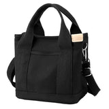 Women's Multi-pocket Tote Bag Zipper Crossbody Canvas Bags Handbag Satchel Small Bag Black
