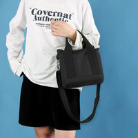 Women's Multi-pocket Tote Bag Zipper Crossbody Canvas Bags Handbag Satchel Small Bag Black