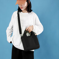 Women's Multi-pocket Tote Bag Zipper Crossbody Canvas Bags Handbag Satchel Small Bag Black
