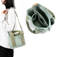 Women's Multi-pocket Tote Bag Zipper Crossbody Canvas Bags Handbag Satchel Small Bag Green