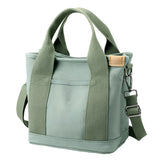 Women's Multi-pocket Tote Bag Zipper Crossbody Canvas Bags Handbag Satchel Small Bag Green
