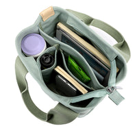 Women's Multi-pocket Tote Bag Zipper Crossbody Canvas Bags Handbag Satchel Small Bag Green