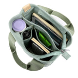 Women's Multi-pocket Tote Bag Zipper Crossbody Canvas Bags Handbag Satchel Small Bag Green