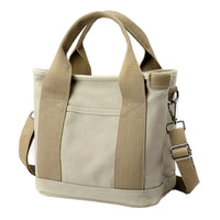 Women's Multi-pocket Tote Bag Zipper Crossbody Canvas Bags Handbag Satchel Small Bag Khaki