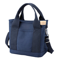 Women's Multi-pocket Tote Bag Zipper Crossbody Canvas Bags Handbag Satchel Small Bag Navy