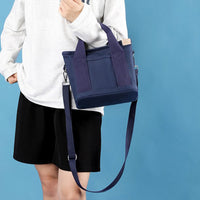 Women's Multi-pocket Tote Bag Zipper Crossbody Canvas Bags Handbag Satchel Small Bag Navy