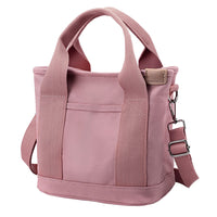 Women's Multi-pocket Tote Bag Zipper Crossbody Canvas Bags Handbag Satchel Small Bag Pink