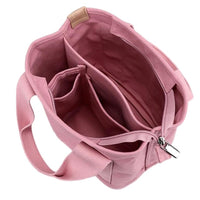 Women's Multi-pocket Tote Bag Zipper Crossbody Canvas Bags Handbag Satchel Small Bag Pink
