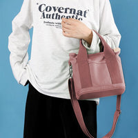 Women's Multi-pocket Tote Bag Zipper Crossbody Canvas Bags Handbag Satchel Small Bag Pink