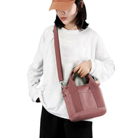 Women's Multi-pocket Tote Bag Zipper Crossbody Canvas Bags Handbag Satchel Small Bag Pink