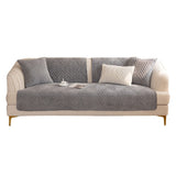Plush Leaves Pattern Sofa Cover Sectional Couch Cover Nonslip Sofa Slipcover Grey