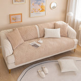 Plush Leaves Pattern Sofa Cover Sectional Couch Cover Nonslip Sofa Slipcover Khaki