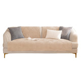 Plush Leaves Pattern Sofa Cover Sectional Couch Cover Nonslip Sofa Slipcover Khaki