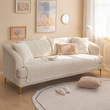Plush Leaves Pattern Sofa Cover Sectional Couch Cover Nonslip Sofa Slipcover White