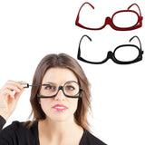 2Pcs Rotatable Magnifying Reading Flip Eyeglasses Foldable Women Reading Glasses Make Up Spectacles-3.5 Positive Diopter