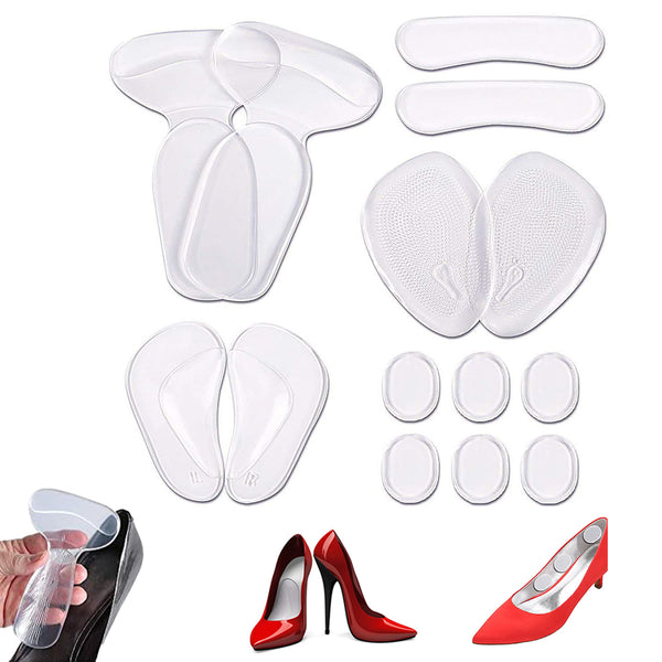 FancyGrab 14Pcs High Heel Pads Self Adhesive Gel Anti Slip Shoe Insole