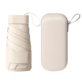 Mini Pocket Umbrella Anti-UV Sun Rain Windproof 6-Folding Umbrella Apricot