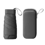 Mini Pocket Umbrella Anti-UV Sun Rain Windproof 6-Folding Umbrella Black