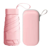 Mini Pocket Umbrella Anti-UV Sun Rain Windproof 6-Folding Umbrella Pink