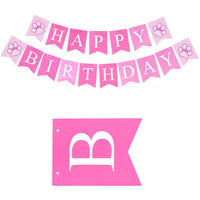 6Pcs Dog Birthday Bandana Hat Banner Set Birthday Party Supplies Decorations Pink