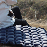 Inflatable Sleeping Pad Outdoor Camping Cushion Portable Soft Air Mattress Navy